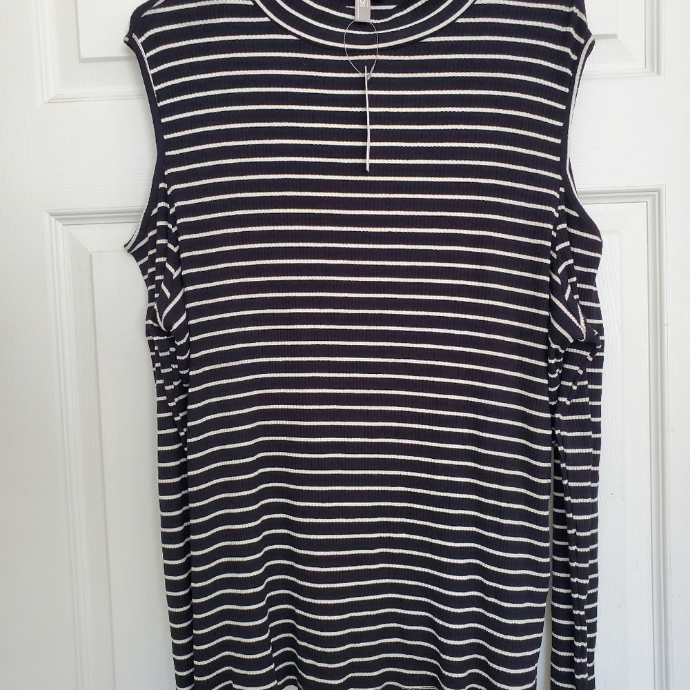 Asos Curve Striped Cold Shoulder Top